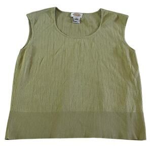 Vtg Y2K 2000s Green Silk Textured Tank Sz L Forest Fairy Boho Cottagecore